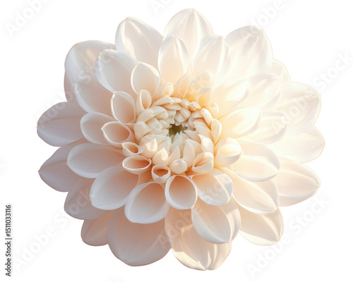 White globular Dahlia flower isolated on white background