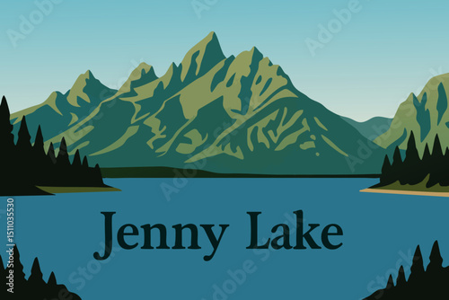 Grand Teton National Park's Jenny Lake with Reflection.eps