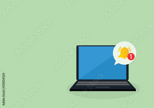 Laptop with a bell notification. business concept.
