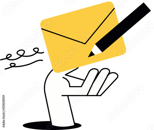 Email marketing newsletter subscription contact us envelope communication hand message send receive mail 2024 vector art illustration