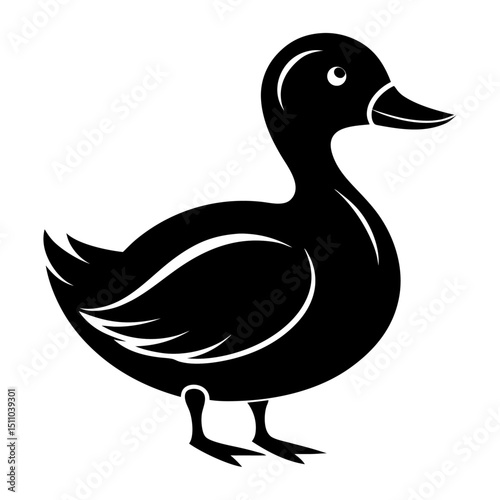 Duck silhouette vector with white background design