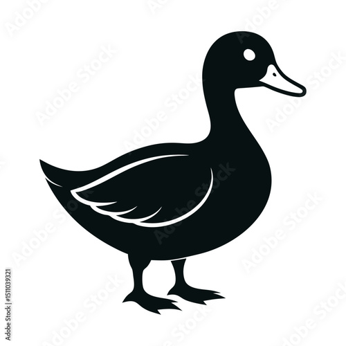 Duck silhouette vector with white background design