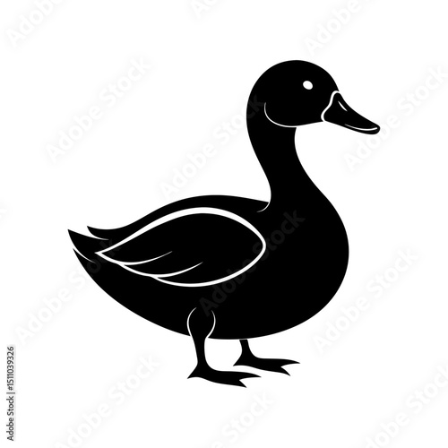 Duck silhouette vector with white background design