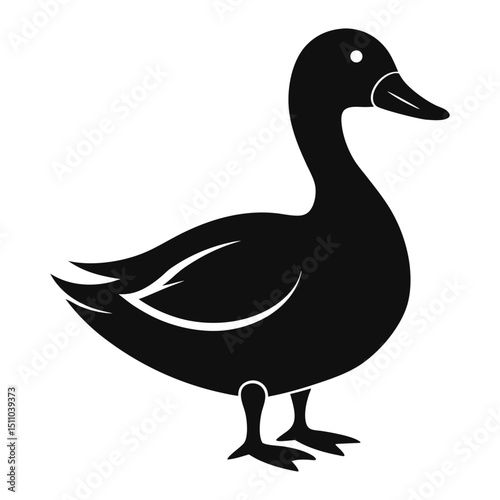 Duck silhouette vector with white background design