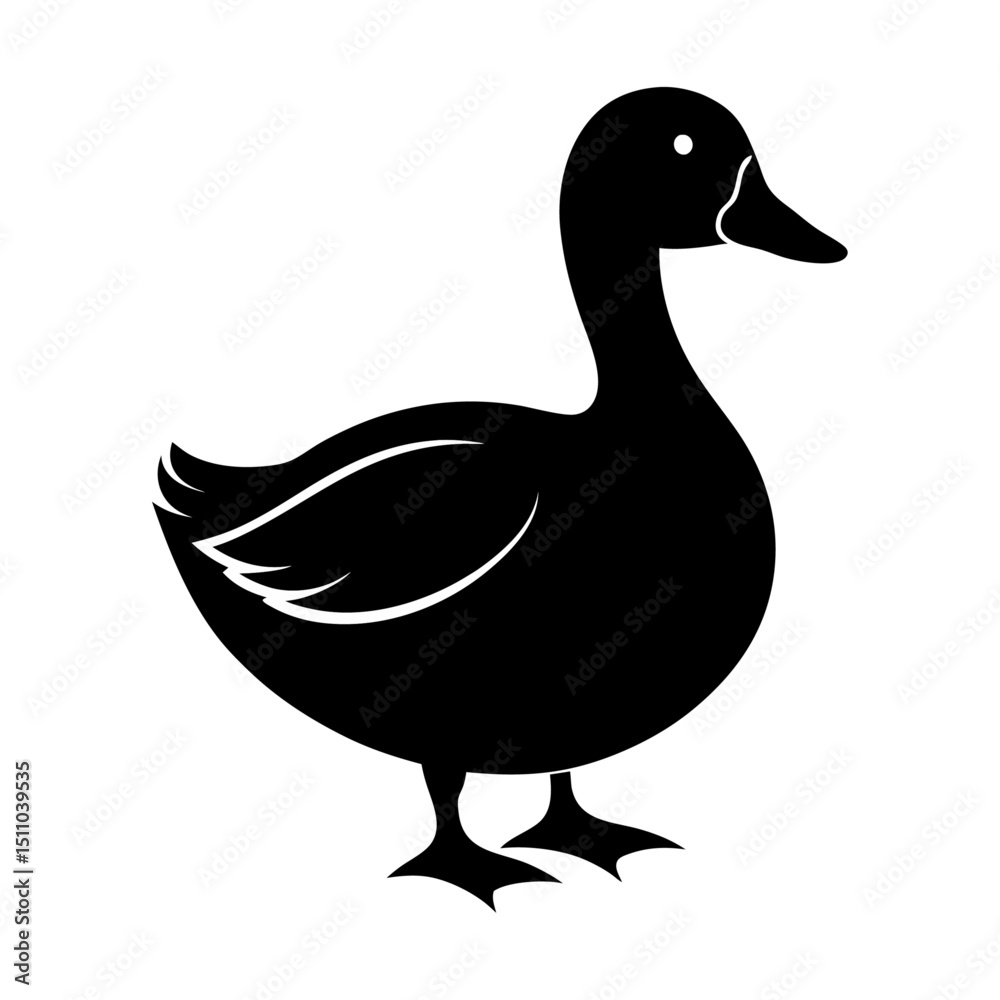 Obraz premium Duck silhouette vector with white background design