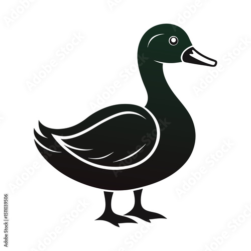 Duck silhouette vector with white background design