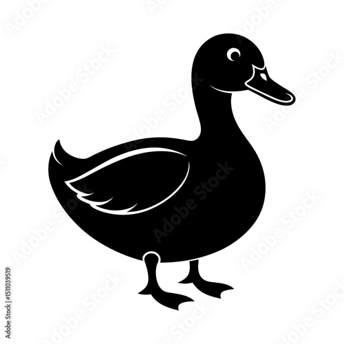 Duck silhouette vector with white background design