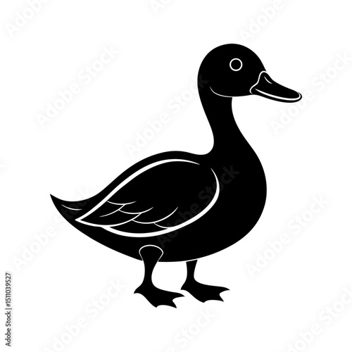 Duck silhouette vector with white background design