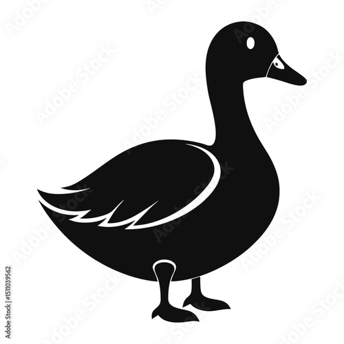 Duck silhouette vector with white background design