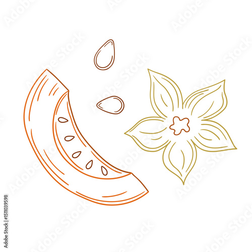 Illustration in hand draw style. Icon, sign, sticker, pin, logo
