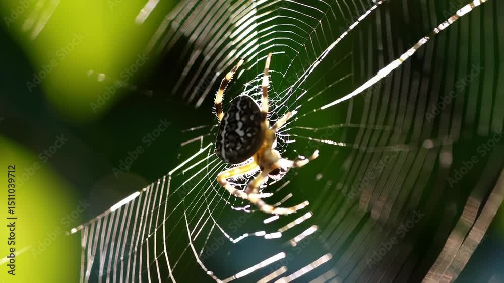Close-Up of Spider Crafting Web