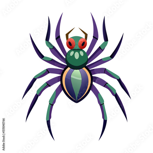 Spider illustration vector with white background
