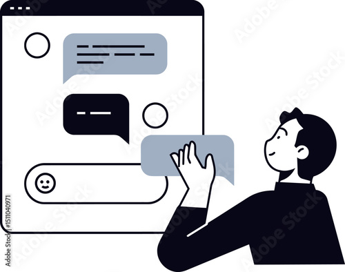 Chat messaging communication online network social media connection digital interaction conversation platform vector art illustration