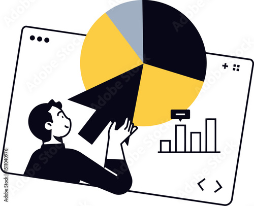 Analyzing data charts pie chart analysis business strategy graphs finance report presentation information 100 vector art illustration