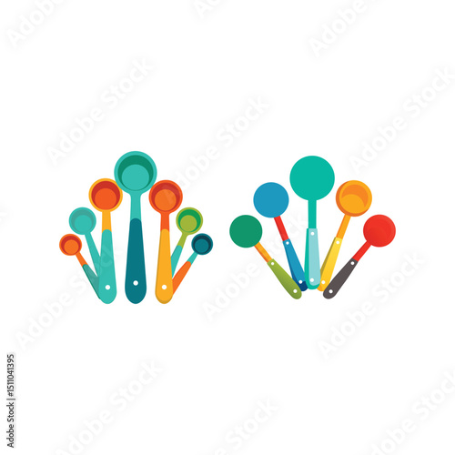 Vector art of Colorful measuring spoons isolated on white background