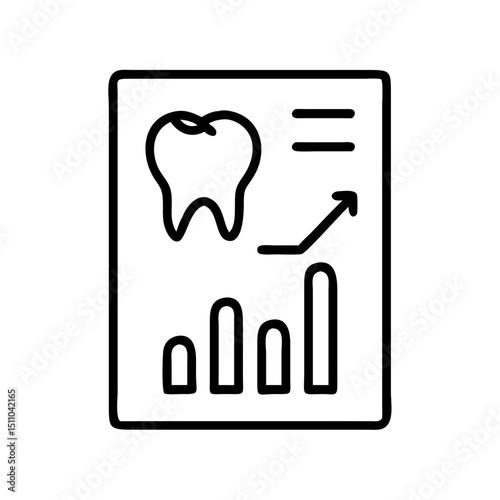 Dental report with tooth icon and growth chart illustration  