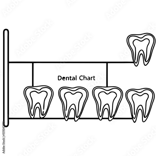 Dental chart illustration depicting tooth structure and layout  