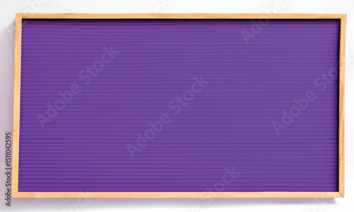 Blank Purple Felt Letter Board with Wooden Frame – Vibrant Horizontal Message Board with Ribbed Texture, Isolated on White Background, Ideal for Custom Quotes, Announcements, Office or Home Wall Decor