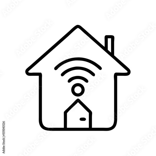 Smart home icon with Wi-Fi signal representing connectivity  