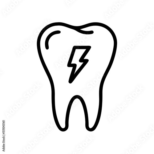 Sensitive tooth with lightning bolt graphic. Tooth sensitivity illustration with electric bolt symbol inside tooth. Concept image for dental clinic, dentist website, or health awareness campaign.