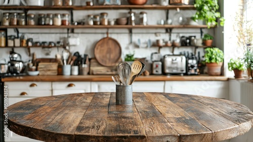 Rustic Kitchen Table with Utensils
