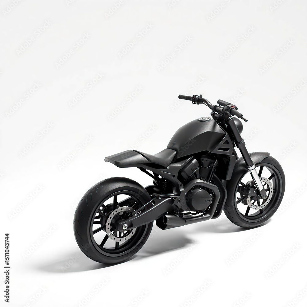 Fototapeta premium Geometric Precision Origami-Style Black Motorcycle Render