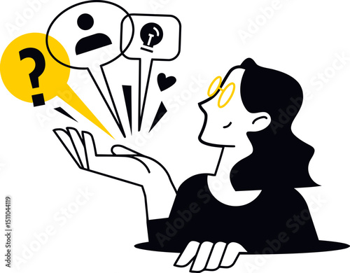 Question mark idea problem solution thinking mind concept brainstorm creativity innovation inspiration doubt vector art illustration