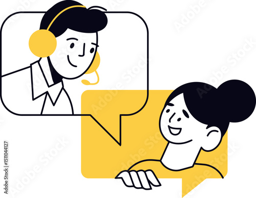 Customer service support communication call center online chat helpdesk assistance vector illustration vector art illustration