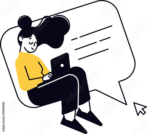 Woman girl person people sitting illustration design art graphic female relaxation relax calm happy vector art illustration