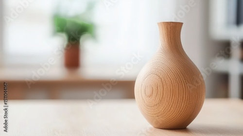 Elegant Wooden Vase on Table