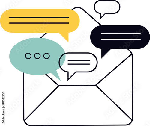 Email marketing message communication newsletter digital mail inbox contact subscribe promotion campaign vector art illustration
