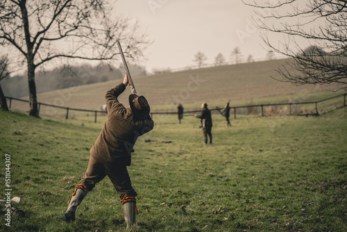 A gun shooting on a driven shoot in the UK