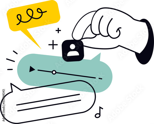 Hand user interface design experience interaction feedback communication slider progress profile control vector art illustration