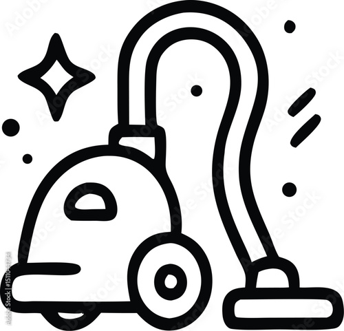 A stylized illustration of a vacuum cleaner, symbolizing cleanliness and home maintenance, ready to remove any dust or debris with effective performance
