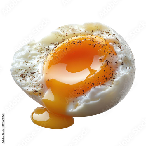 Boiled egg half isolated on transparent background photo