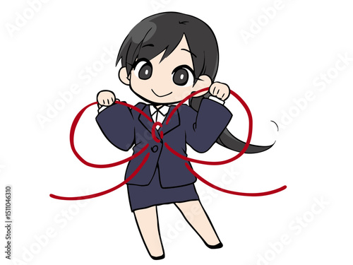 スーツを着た女性 むすぶ