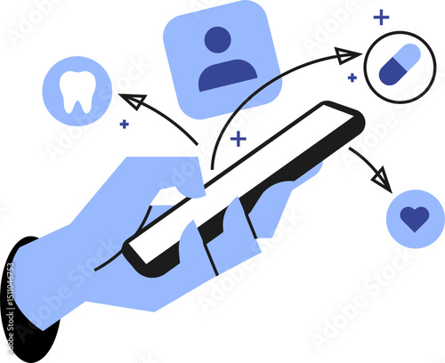 Healthcare mobile app telemedicine doctor online health medical digital technology consultation 100 vector art illustration