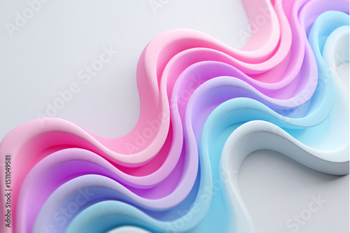 Abstract pastel waves flowing smoothly in a gentle curve with soft light and subtle color transitions