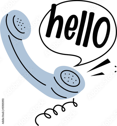 Telephone phone call communication contact support hotline service talk conversation receiver cord handset 100 vector art illustration