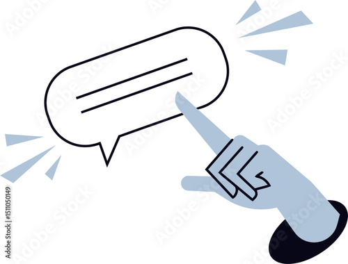 Communication chat message conversation dialogue hand finger pointing click select interface design icon vector vector art illustration