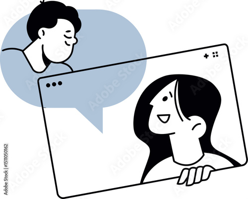 Illustration communication online meeting virtual call conference computer people connection talking vector art illustration