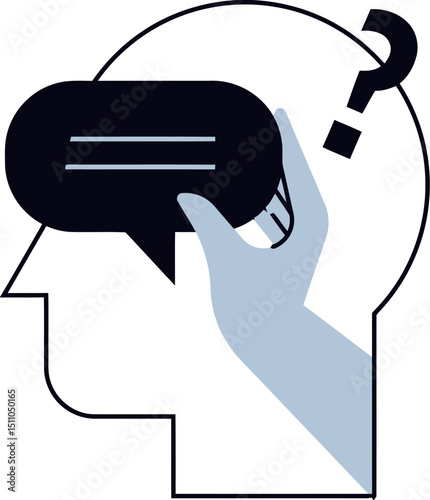 Communication conversation speech bubble dialogue discussion hand head silhouette illustration design vector art illustration