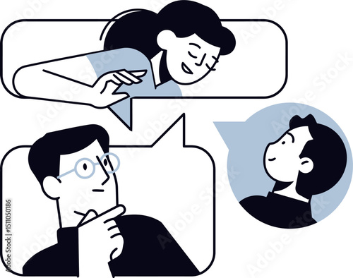 Communication discussion meeting collaboration teamwork people conversation connection online webinar vector art illustration