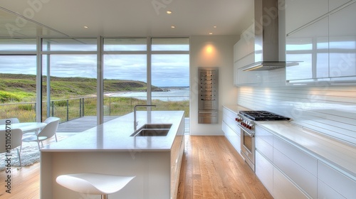 Modern Coastal Kitchen with Stunning Ocean View