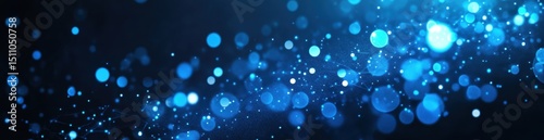 Abstract blue background with glowing dots and wavy lines, creating an abstract digital technology concept banner design Generative AI