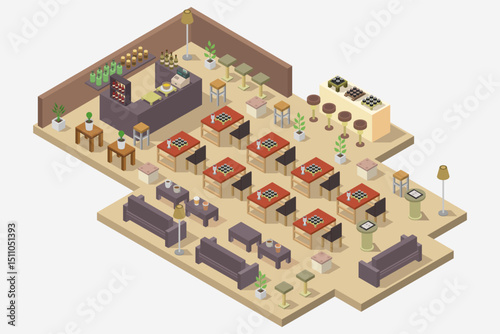 Japanese restaurant isometric