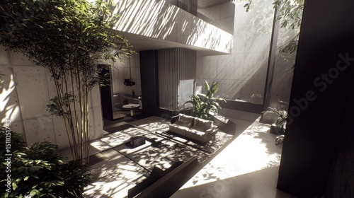 Modern Minimalist Interior Design: Sunlit Concrete Oasis