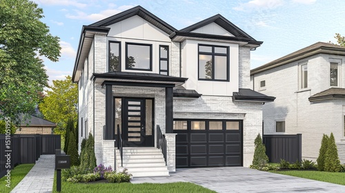 Modern Two-Story House Design: Luxury Suburban Home Exterior
