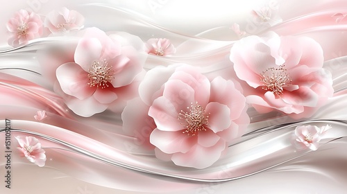 Delicate pink flowers on flowing fabric (1)