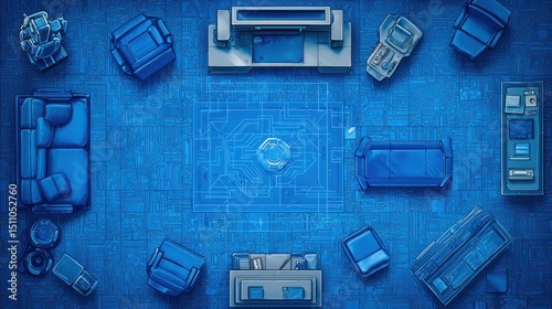 Futuristic Living Room: A Digital Blueprint